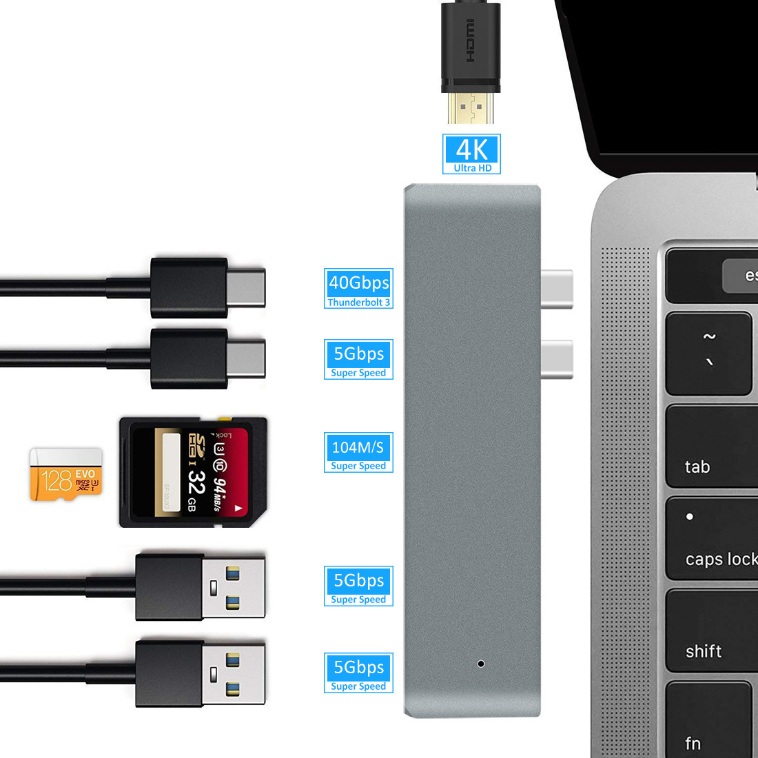 6 7 In 2 1 USB Type C Hubs 3.0 Splitter 7 Port Data With 4K HD Multiport Card Reader TF SD All In One Usb Adapter
