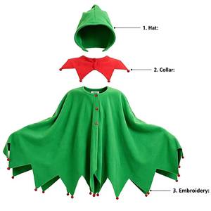 Manteau d'elfe pour une ambiance de Noël |   Cape à capuche rouge/verte, parfaite pour les séances photo de fête - Product Image 3