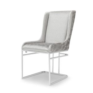 Silla de Comedor Gris de Lujo Zarafet, Moderna, Tapizada, con Estructura de Acero Inoxidable, Muebles para el Hogar - Product Image 4