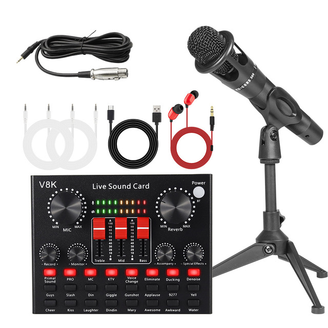 Professional Condenser Microphone Sound Card Set Recording Equipment