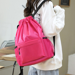 Promotional Custom Logo Waterproof Sport <b>Drawstring</b> Bag Swimming Basketball <b>Drawstring</b> <b>Backpack</b> with Zipper Mesh Pockets - Product Image 5