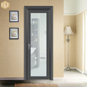 Porte battante en alliage d'aluminium de conception moderne de bonne qualité pour villa, porte intérieure en verre, surface finie coupe-vent - Product Image 6