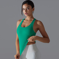 سترة رياضية عالية المرونة ضيقة تناسب Racerback طويلة تانك للنساء في صالة الألعاب الرياضية للجري واليوغا