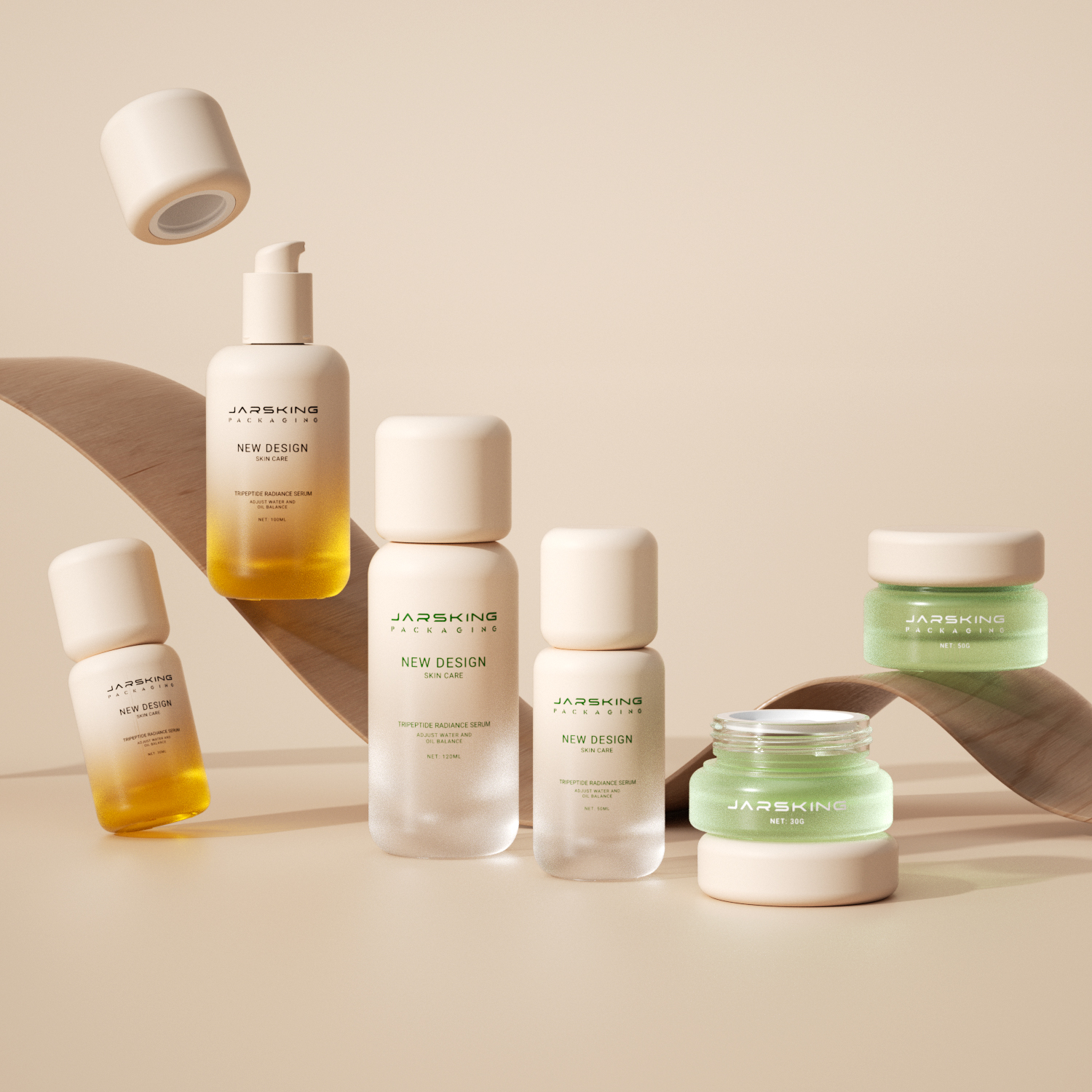 cosmetics glass bottle and jar set