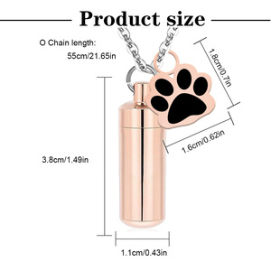 Kalung Gantungan Kalung untuk Wanita, Tempat Abu Tulang Hewan Peliharaan, Kristal, Baja Anti Karat, Kalung Gantung untuk Anjing, Liontin Kenangan - Product Image 2