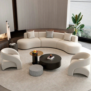 Minimalist Contemporary Hotel Reception Furniture Set Chair Coffee <b>Table</b> Combination Curved Eco-Friendly Wood for Home <b>Office</b> - Product Image 3