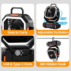 40000mAh Ventilador Recargable 4 Speed <b>Portable</b> Solar Rechargeable Fan with Lamp Powerbank Camping Outdoor <b>Table</b> Ventiladores - Product Image 2