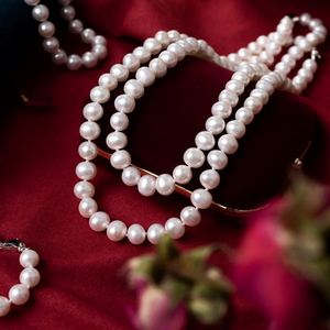 R. Đá quý Chất lượng cao 8-10mm trắng ngọc trai vòng cổ ngọc trai nước ngọt của phụ nữ thời trang 925 Sterling Bạc Vòng cổ ngọc trai Quà Tặng - Product Image 4