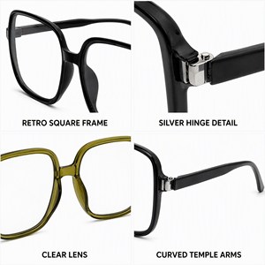 Lunettes de soleil carrées surdimensionnées, verres PC, anti-lumière bleue, style streetwear tendance - Product Image 2