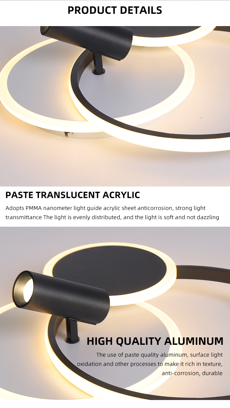 New Design Lighting Dimmable Kids Room Aluminum Black Modern Led Ceiling Lights For Living Room