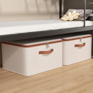 Boîte de rangement pour vêtements en tissu Snx1013, rectangulaire, avec fermeture éclair et verrou, pour la maison, la garde-robe, couleur unie - Product Image 3