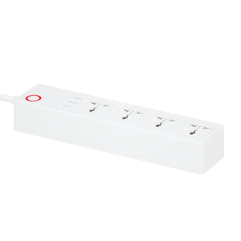 Tuya WiFi Universal Standard 10A Extension Socket Smart Power Strip Home Surge Protector 4 AC Outlets 3 USB Ports Power Strip