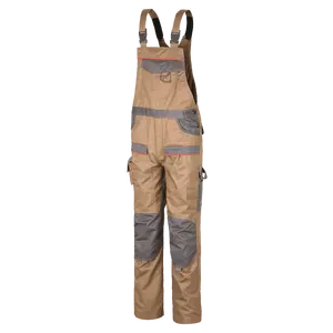 Mekanik stilleri haki ve gri İki ton renk özel inşaat güvenlik tulumları iş elbisesi tuval çalışma önlük pantolon