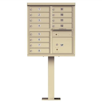 Boîte aux lettres américaine extérieure à 12 compartiments CBU avec 1 casier à colis, serrure à clé, en acier, style USPS