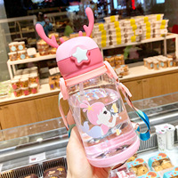 Gourde Sans BPA Mignonne Cartoon pour Enfants avec Sangle, Style Sport Pratique pour Élèves de Maternelle et Primaire
