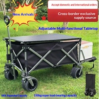 Table de camping carrée pliable d'extérieur, conception à ouverture arrière, capacité de charge de 300 lb, capacité de 180 L, utilisation pour enfants, mobilier en tissu 600D épais