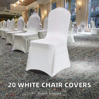 IVhomeshop Lot de 20 housses de chaise universelles en spandex blanc, durables, 39Dx35Wx27Hcm, pour salle à manger, mariage, banquet et fête