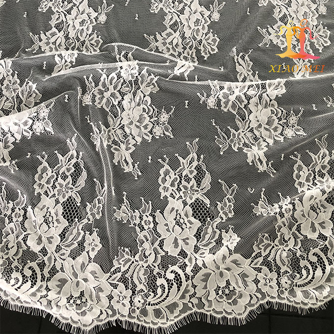 New arrival 100% polyester French bridal couture tulle lace fabric XM-FL0075