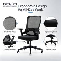 Chaise de bureau ergonomique en maille à dossier haut avec support lombaire, pivotante, rafraîchissante et extensible