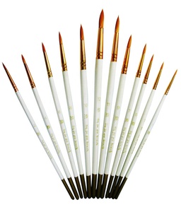 Pinceaux à manche en bois de cheveux en nylon de forme ronde 12 pièces pour la peinture à l'huile acrylique et à l'aquarelle de l'<span class=keywords><strong>artiste</strong></span> - Product Image 3