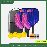 Raquette de pickleball pour adultes en fibre de carbone T700, ensemble de 4 balles, 4 bandes adhésives, 4 raquettes, 1 sac, divertissement