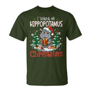Quiero un hipopótamo para Navidad, camiseta con diseño de hipopótamo - Product Image 1