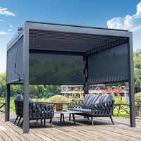 Pergola Bioclimatique de Luxe en Aluminium Motorisée avec Capteur de Pluie et Éclairage LED Personnalisable, Idéale pour Restaurant et Spa