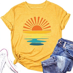 Camiseta de Verano para Mujer, Cuello Redondo, Holgada, con Estampado Gráfico, Transpirable, Impresión Digital, Manga Corta, para Ejercicio al Aire Libre - Product Image 2
