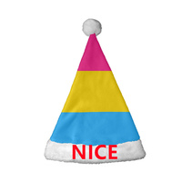 Chapeau de Noël personnalisé avec drapeau arc-en-ciel de la fierté omnisexe, chapeau de fête en polaire corail doux pour le Mois de la Fierté et les costumes de fête d'Halloween