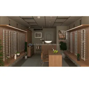 Retro Style Sunglasses Store Display Cabinets Wooden Durable Optical Eyewear Display Counter