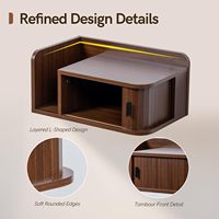 Table de chevet flottante en noyer cannelé avec étagère ouverte, style moderne du milieu du siècle, à suspendre au mur, vente en gros