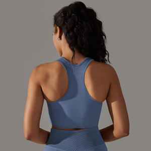 New Cross-Border European American I-Shaped Yoga Bra Seamless <b>Knitted</b> Solid Color Jacquard Sports Running Fitness <b>Vest</b> Beautiful - Product Image 3