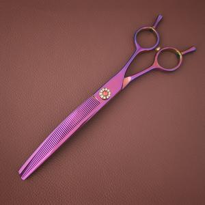 Tijeras de peluquería canina S7 de 7.5 pulgadas, curvas, de acero inoxidable rojo, para cortar el pelo de perros y gatos, herramientas profesionales para peluqueros caninos. - Product Image 2