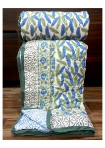Hermosa Colcha de Algodón Estampada a Mano, Diseño Floral Tradicional, Hecha a Mano, para Cama Doble, Uso Doméstico para Todas las Estaciones - Product Image 1