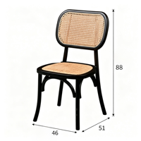 Chaise de salle à manger en bois de frêne massif de style mid-century, chaise d'appoint simple avec dossier en rotin, chaise d'appoint vintage française pour la salle à manger à domicile