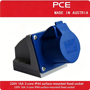 Enchufe Industrial de Plástico Impermeable PCE Importado de <span class=keywords><strong>Austria</strong></span> con Tomacorriente 220V 16A 3 Pines IP54 - Modelo 113 - Product Image 1