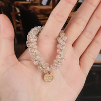Gran oferta de cristales de perlas banda elástica lazo para el cabello pulsera de cristal mujeres brillante taladro completo Colon Scrunchie niñas accesorios para el cabello