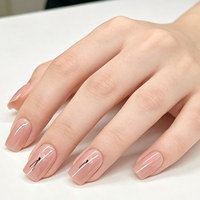 Ongles à presser rose nude avec paillettes et nœud, ongles carrés courts réutilisables en acrylique, lot de 24 pièces pour salon