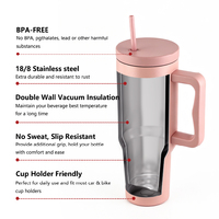 Gobelet isotherme 40 oz avec poignée, double paroi, en acier inoxydable, tasse de voyage anti-fuite avec couvercle à paille rabattable, sans BPA, réutilisable