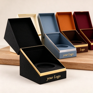Boîte cadeau rigide de luxe avec fermeture magnétique inclinée, logo personnalisé OEM, emballage en papier rigide avec insert en EVA pour bougie ou bijoux - Product Image 3