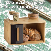 Boîte à pain en bambou grande capacité, écologique et durable, avec couvercle roulant, en matériau de qualité alimentaire, pour le rangement des produits de boulangerie sur le comptoir de cuisine