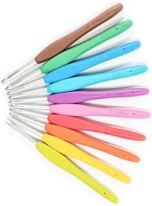Juego <span class=keywords><strong>de</strong></span> <span class=keywords><strong>agujas</strong></span> <span class=keywords><strong>de</strong></span> ganchillo ergonómicas <span class=keywords><strong>de</strong></span> aluminio con agarre suave para manualidades DIY - Product Image 2