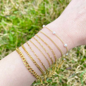 Cadena Cubana, Cadenas de <span class=keywords><strong>Oro</strong></span> de 18 Quilates, Collar de Cadena Cubana, Collar de Perlas de Agua Dulce - Product Image 4