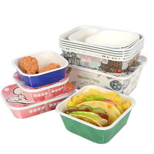 Senang thiết kế độc đáo dùng một lần giấy bao bì thực phẩm container Takeaway hộp <span class=keywords><strong>salad</strong></span> BOWL hình chữ nhật giấy bát - Product Image 1