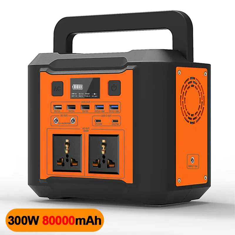 Generator Daya Baterai Lithium 300W AC/DC untuk Rumah Luar Ruangan Daya 80000MAh 110V/220V Pembangkit Listrik Portabel