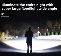 Projecteur LED Super Lumineux Aurora Cannon, Grand Projecteur de Patrouille Extérieur, 1000+ Lumens, Portée Longue de 400-500M, Zoom, Rechargeable par USB, IP65
