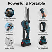 Motosierra Inalámbrica sin Escobillas de 6, 8 y 10 Pulgadas, 21V 850W, Sierra Eléctrica de Alta Potencia para Cortar Madera, Portátil, Mini Podadora