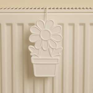 Set di 4 evaporatori d'acqua in ceramica bianca a forma di fiore per radiatori e umidificatori 10,5x3,5x16 cm - Product Image 6