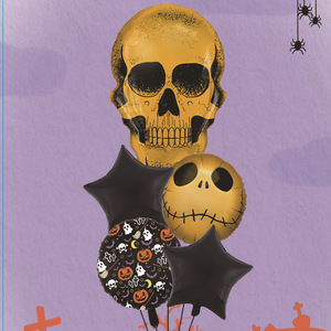 Halloween Set Aluminum Film Inflatable <b>Balloon</b> Pumpkin Skull Props <b>Decorative</b> Supplies Aluminum Foil Floating air Balls - Product Image 4