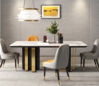 Ensemble de table à manger familiale moderne de luxe 4-6 places avec plateau en marbre Style scandinave Meubles de salle à manger de cuisine.